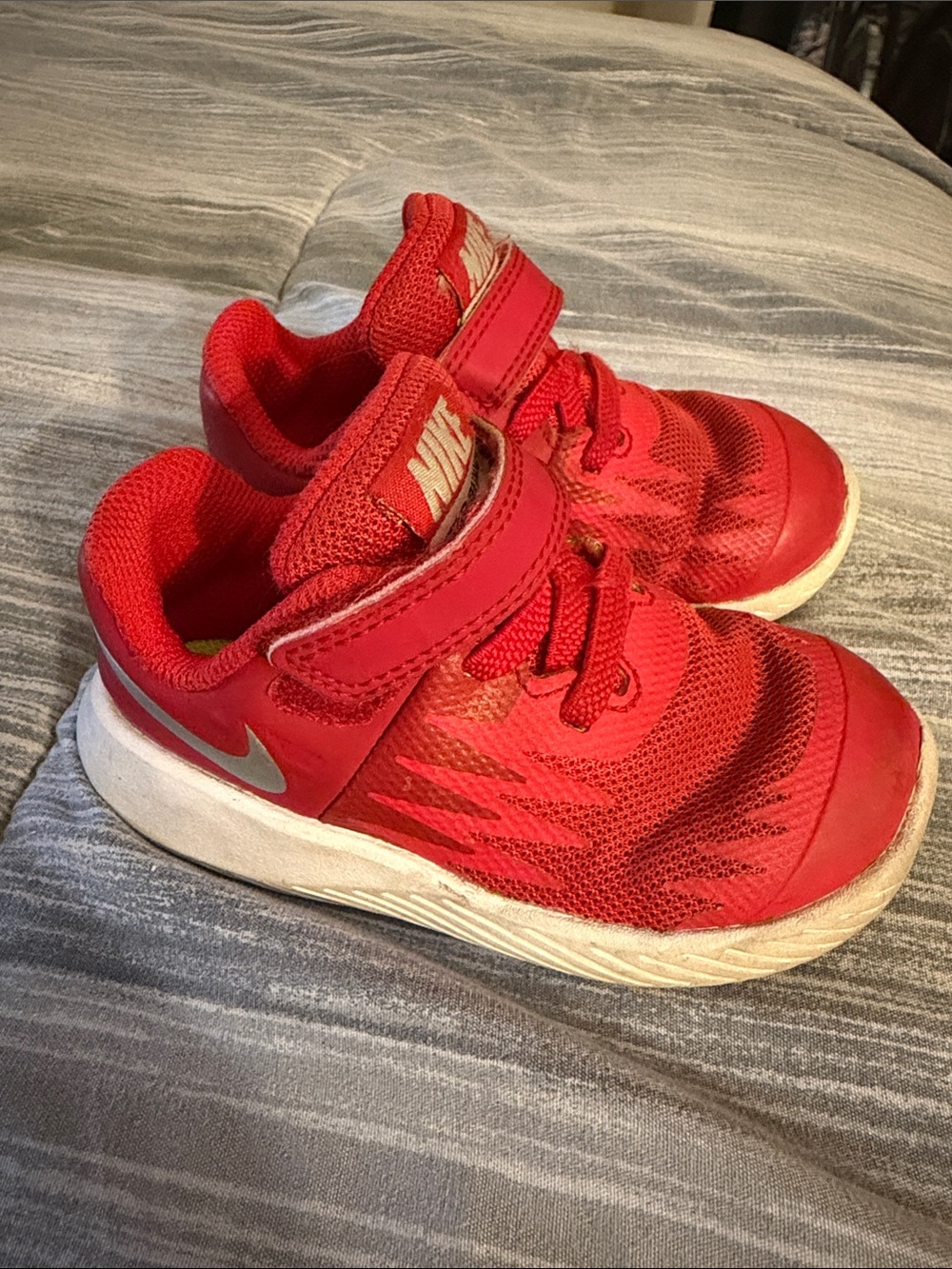 Nike Red Kids Sneakers with Silver Swoosh
